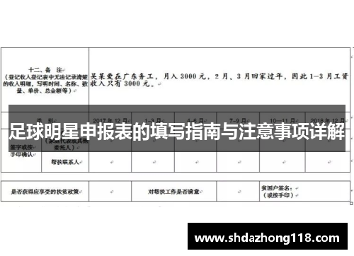 足球明星申报表的填写指南与注意事项详解